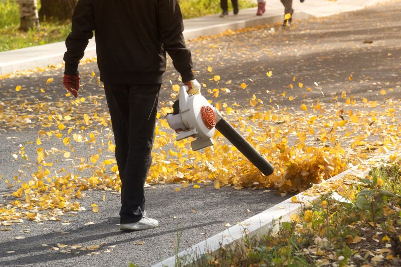 Leaf Blowing Equipment in Use
